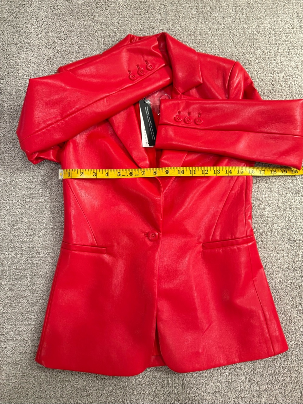 NEW ALICE + OLIVIA Red Fitted Vegan Leather Blazer Suit - Picture 9 of 15